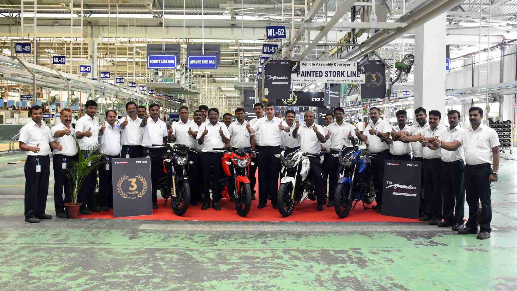 TVS Apache has now sold over 3 million units - factory photo
