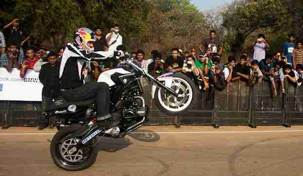 Chris Pfeiffer explains a wheelie