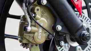 Pulsar RS 200 front brake calliper close up