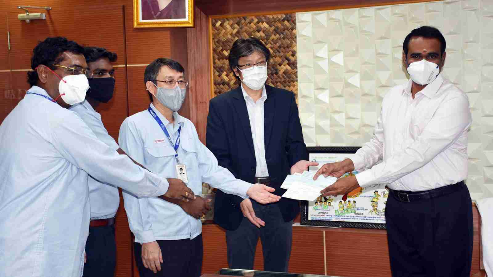 Yamaha donates Rs 25 lakh to Kancheepuram District Collector