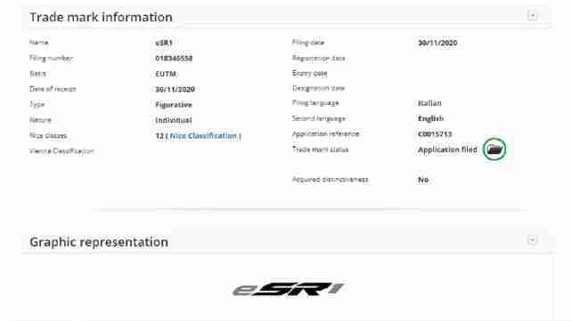 Aprilia eSR1 Electric Scooter Trademark