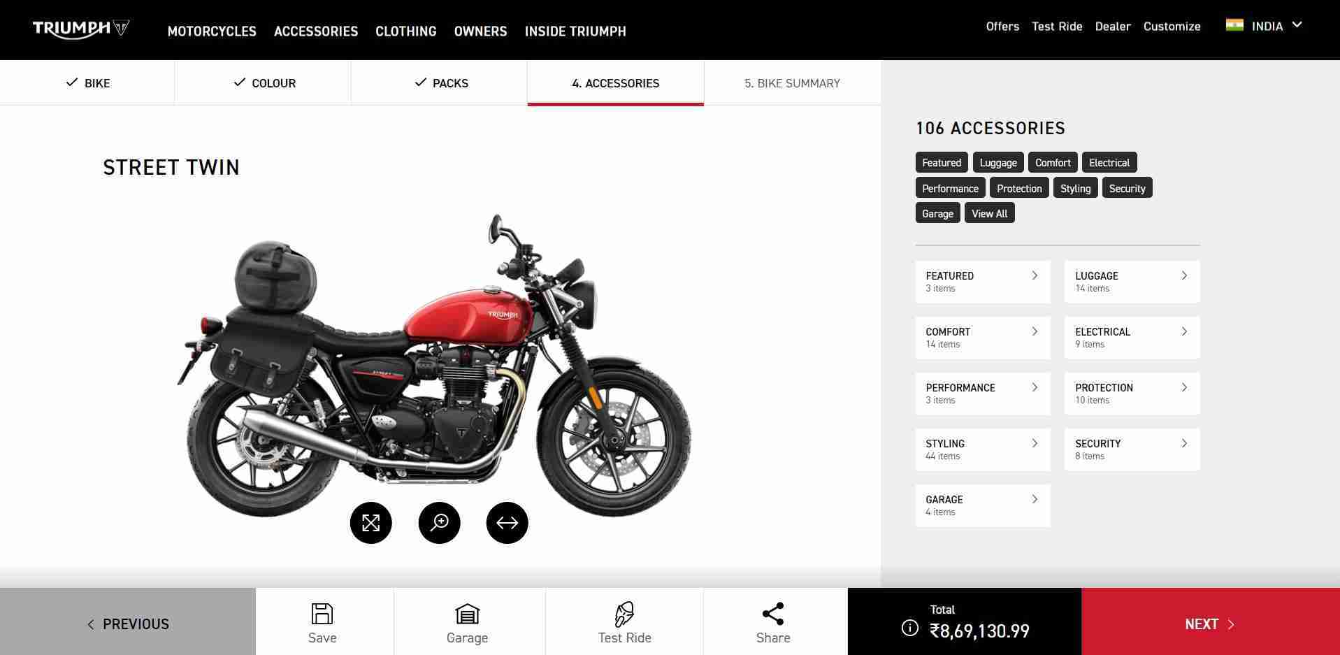 Triumph Motorcycles India Configurator