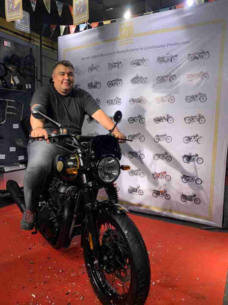 Gagan Narang with his Limited 120 years Anniversary Edition Interceptor 650