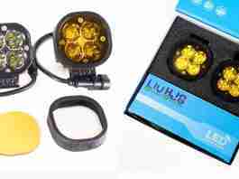 HJG 4 LED 40W fog lamp for all bikes with Wiring Harness, Switch & Yellow Filter cap