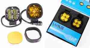 HJG 4 LED 40W fog lamp for all bikes with Wiring Harness, Switch & Yellow Filter cap