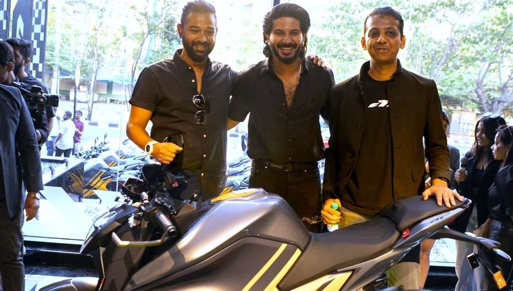 Dulquer Salmaan with his F77 Limited at the Ultraviolette Hangar