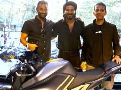 Dulquer Salmaan with his F77 Limited at the Ultraviolette Hangar