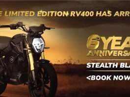 Revolt Limited Edition Stealth Black RV400 Electric Motorcycle launched