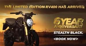 Revolt Limited Edition Stealth Black RV400 Electric Motorcycle launched