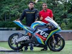 TVS Apache RTE (Racing Throttle Electric) race motorcycle