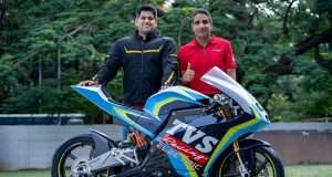 TVS Apache RTE (Racing Throttle Electric) race motorcycle