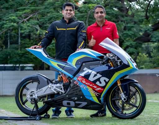 TVS Apache RTE (Racing Throttle Electric) race motorcycle