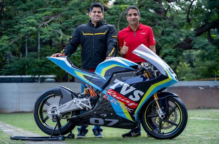 TVS Apache RTE (Racing Throttle Electric) race motorcycle