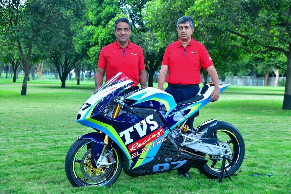 TVS Apache RTE (Racing Throttle Electric) race motorcycle